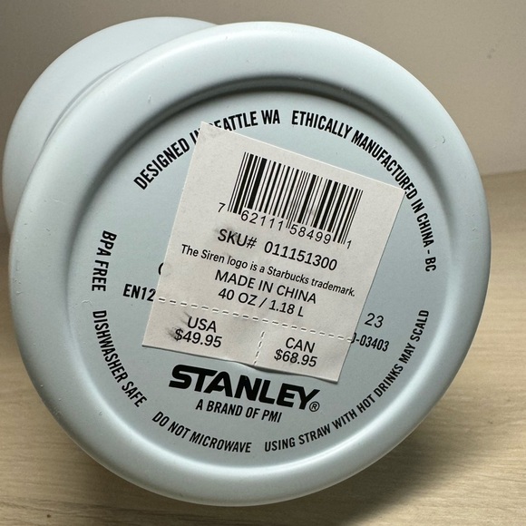 Stanley and Starbucks Sky Blue 40 Ounce Tumbler Cup NWT Spring 2024 - Picture 7 of 7